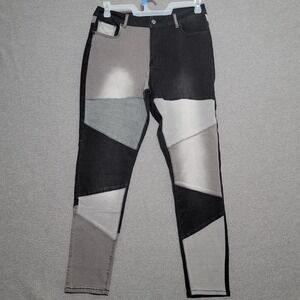 Vanberfia Women's Jeans Size XL Mid Waist Stretchy Patchwork Denim Pants
